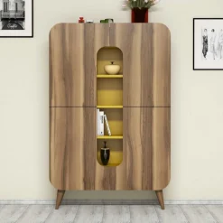 Arabic House Wandkast Mine Melamine Walnoot Geel