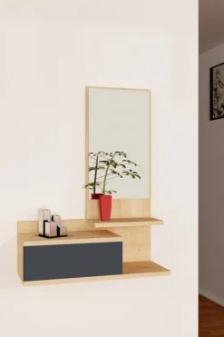 Arabic House Wandspiegel Rozella Naturel/Antraciet met Lade Online