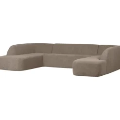 Woood U-Bank Sloping Lichtbruin Stof/Textiel Discount