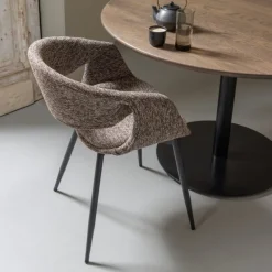 Woood Eetkamerstoel Yossi Met Metalen Poot Zwart Bruin Outlet