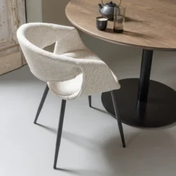 Woood Eetkamerstoel Yossi Met Metalen Poot Zwart Naturel Discount