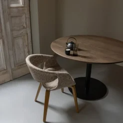 Woood Eetkamerstoel Yossi Met Houten Poot Naturel Zand Best